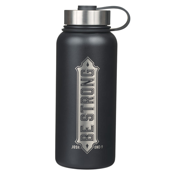 Be Strong Black Stainless Steel Water Bottle