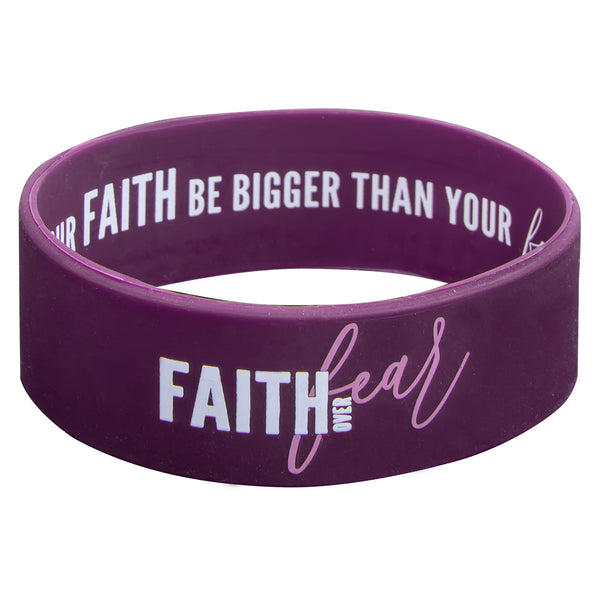 Faith Over Fear Purple Silicone Wristband