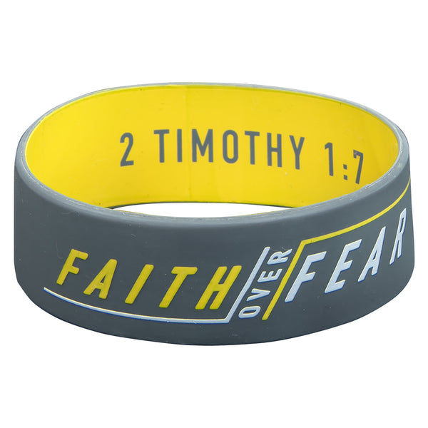 Faith Over Fear Grey Silicone Wristband