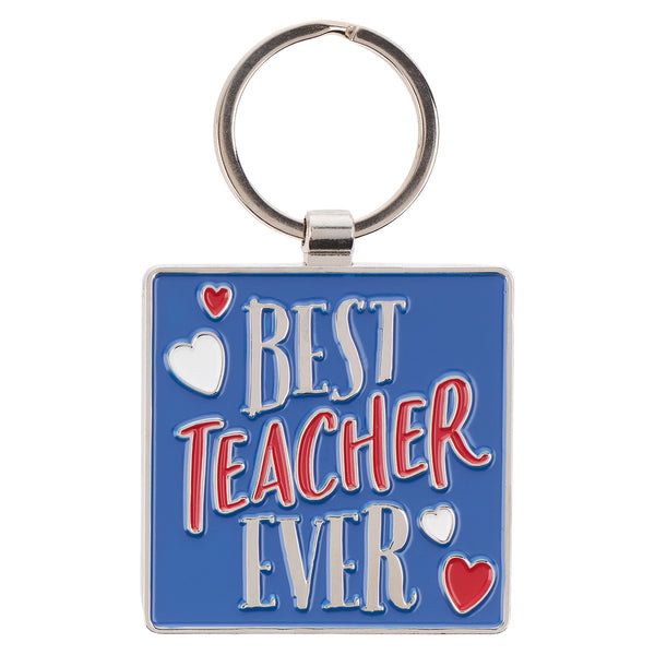 Best Teacher Ever Navy Metal Key Ring In A Tin