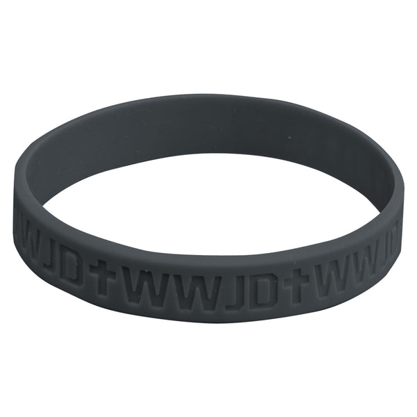 WWJD Charcoal Silicone Wristbands