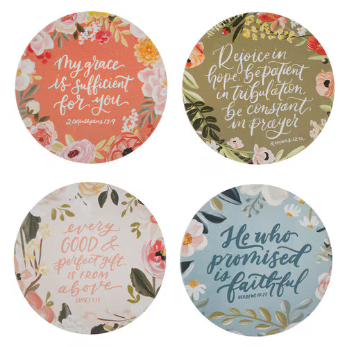 Faithful Florals Ceramic Coaster Set