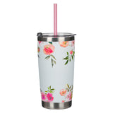 Bless You Floral Pink Stainless Steel Travel Mug