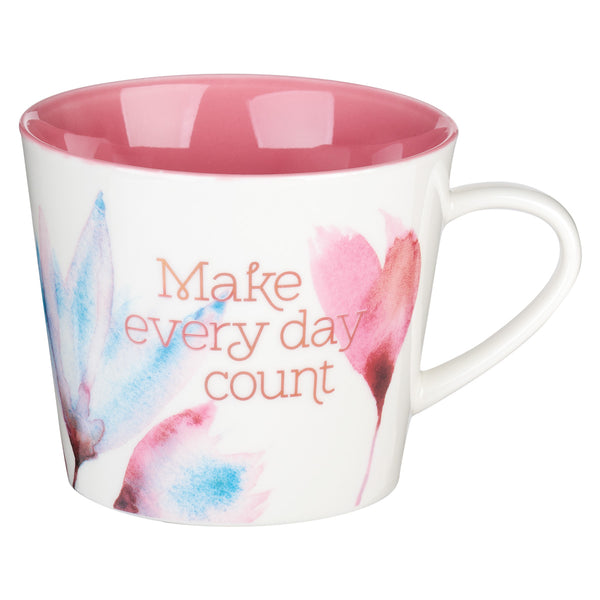 Make Every Day Count Pink Petals Ceramic Mug