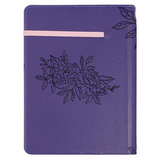 Noble Things Purple Faux Leather Classic Journal with Pen Holder - Proverbs 31:29