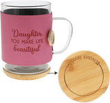 Daughter Wrapped Glass Mug with Coaster Lid