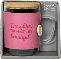 Daughter Wrapped Glass Mug with Coaster Lid
