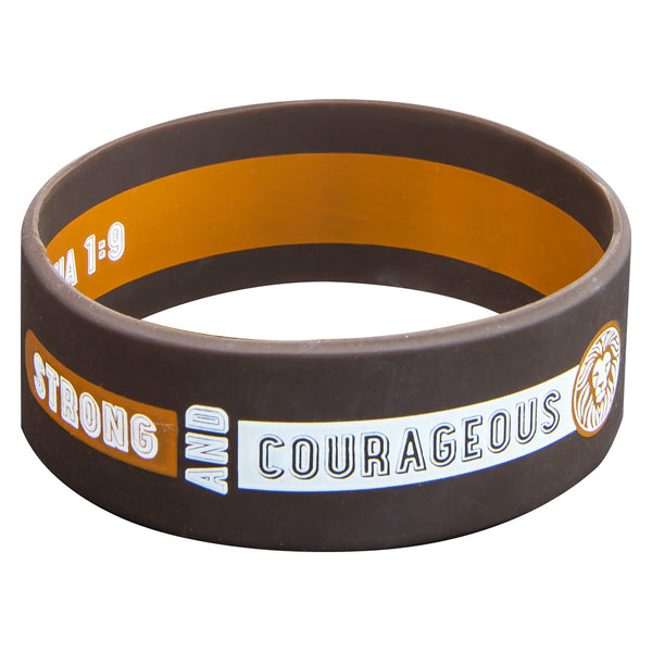 Strong & Courageous Brown Silicone Wristband