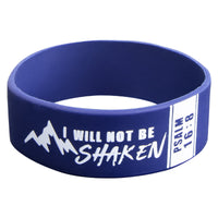 I Will Not Be Shaken Blue Silicone Wristband