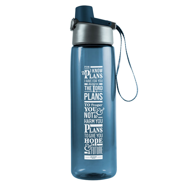 I Know The Plans I Have For You Blue Plastic Water Bottle