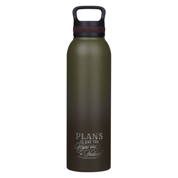 Plans To Give You Hope And A Future Green Stainless Steel Water Bottle - Jeremiah 29:11