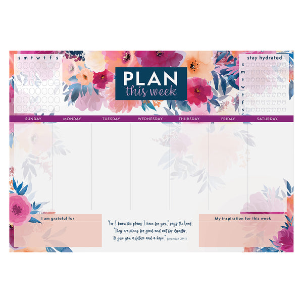 A3 Weekly Desk Planner - For I know the Plans Floral