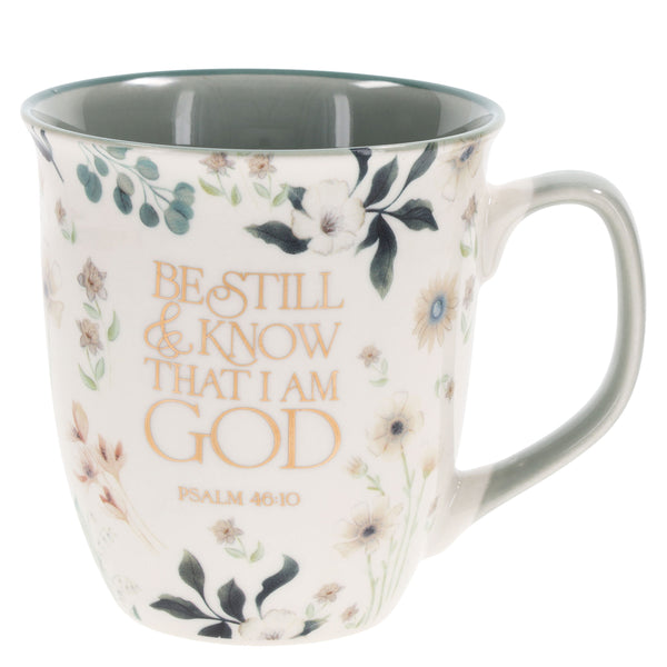 Be Still & Know that I Am God Ceramic Mug with Green Interior