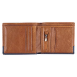 Strong and Courageous Butterscotch and Navy Genuine Leather Wallet