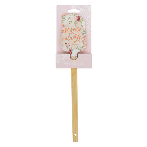 Rejoice Always Peach Floral Silicone Spatula – 1 Thessalonians 5:16