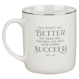 Mr. & Mrs. White Ceramic Coffee Mug Set - Ecclesiastes 4:9