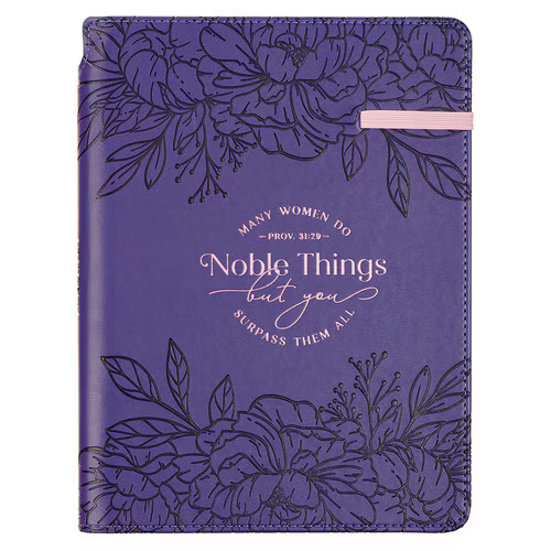 Noble Things Purple Faux Leather Classic Journal with Pen Holder - Proverbs 31:29