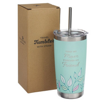 First my Mum Forever My Friend Green Stainless Steel Travel Tumbler with Straw - Isaiah 62:4