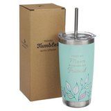 First my Mum Forever My Friend Green Stainless Steel Travel Tumbler with Straw - Isaiah 62:4