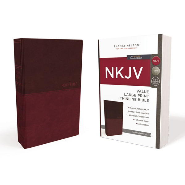 NKJV Value Thinline Large Print Red Letter Burgundy (Comfort Print)(Imitation Leather)