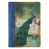 Blessed Peacock Faux Leather Journal With Zipped Closure