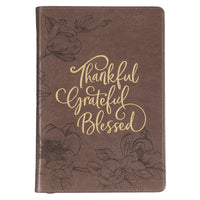 Thankful Grateful Blessed Faux Leather Journal With Zipped Closure
