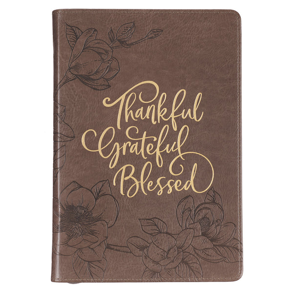 Thankful Grateful Blessed Faux Leather Journal With Zipped Closure