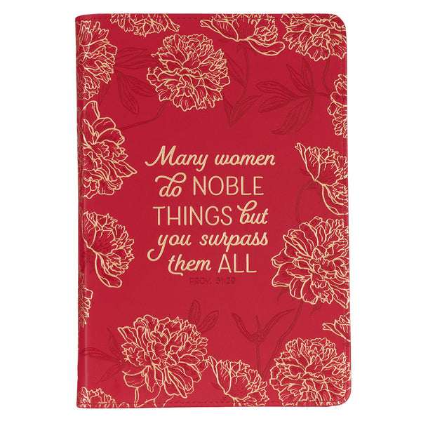 Many Women Do Noble Things Faux Leather Journal With Zipped Closure - Proverbs