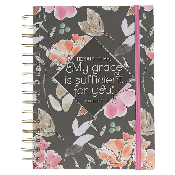My Grace Is Sufficient Chunky Hardcover Wirebound Journal with Elastic Closure