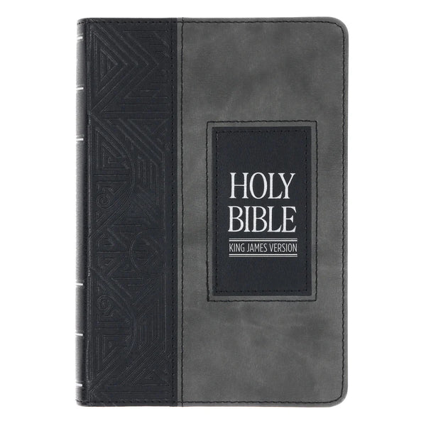 KJV Black and Grey Faux Leather Compact Bible