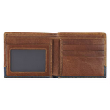 Strong and Courageous Butterscotch and Navy Genuine Leather Wallet