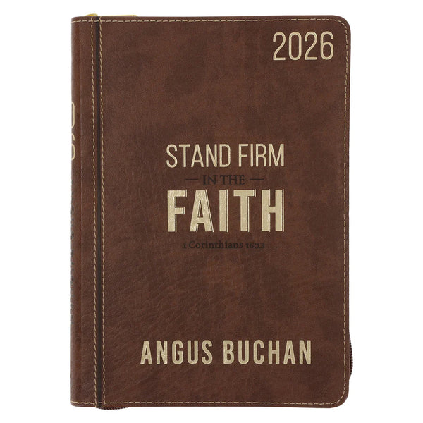 2026 Angus Buchan Diary - Daily Planner - Stand Firm in the Faith - Faux Leather with Zip