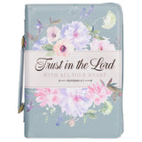 Trust in the Lord Pearlescent Pewter Floral Fashion Bible Cover