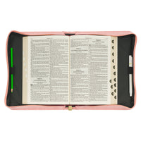 Strength and Dignity Rose Pink Faux Leather Bible Cover - Proverbs 31:25