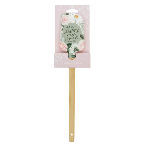 He Restores My Soul Green Floral Garden Silicone Spatula - Psalm 23:3