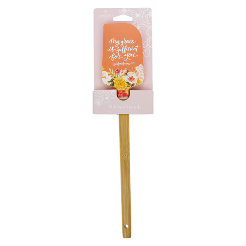 My Grace is Sufficient for You Orange Floral Silicone Spatula – 2 Corinthians 12:9