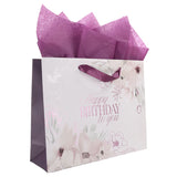 Happy Birthday to You Large Floral Landscape Gift Bag with Card