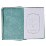 Rejoice Teal Floral Faux Leather Classic Journal with Zippered Closure