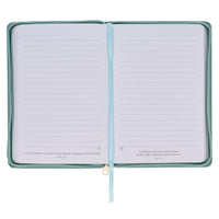 Rejoice Teal Floral Faux Leather Classic Journal with Zippered Closure