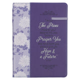 I Know the Plans Purple Floral Classic Journal with Elastic Closure and Pen Holder