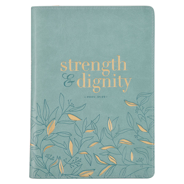 Strength and Dignity Misty Teal Faux Leather Journal
