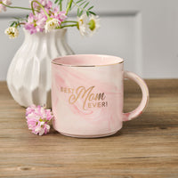 Best Mom Ever Pink Marbled Ceramic Coffee Mug