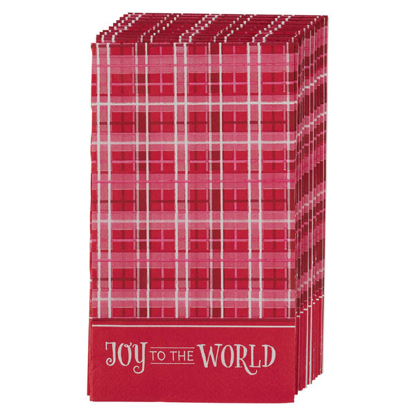 Joy to the World Red Plaid Paper Napkin Set