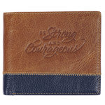 Strong and Courageous Butterscotch and Navy Genuine Leather Wallet