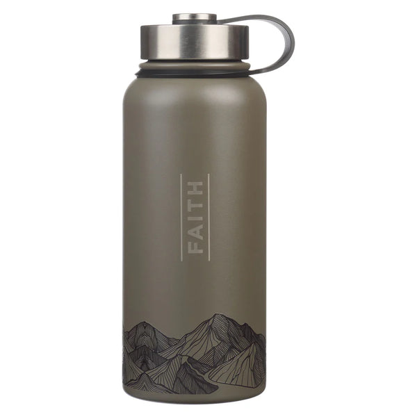 Faith Mountains Dark Brown Stainless Steel Water Bottle
