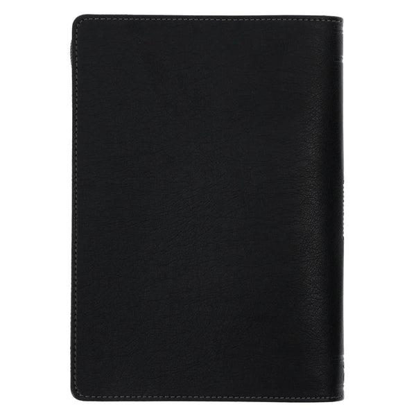 Seek the Lord and His Strength Grey Faux Leather Journal with Zipped Closure