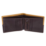 Two-tone Dark Brown and Camel Tan Leather Wallet with Cross Badge