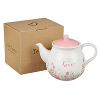 Faith, Hope, and Love Petite Floral Teapot