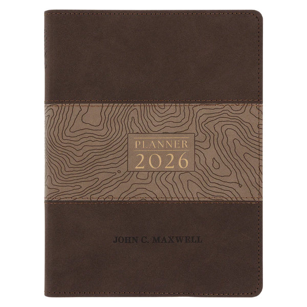 2026 John Maxwell A5 Diary - Daily Planner Brown - Imitation Leather with Zip