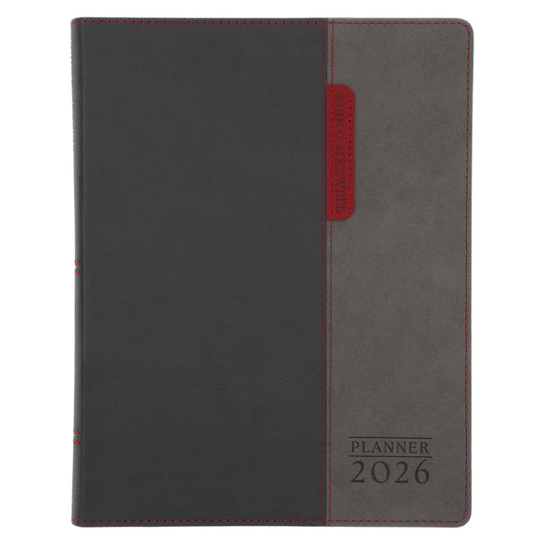2026 John Maxwell A4 Diary - Daily Planner Red and Grey - Imitation Leather